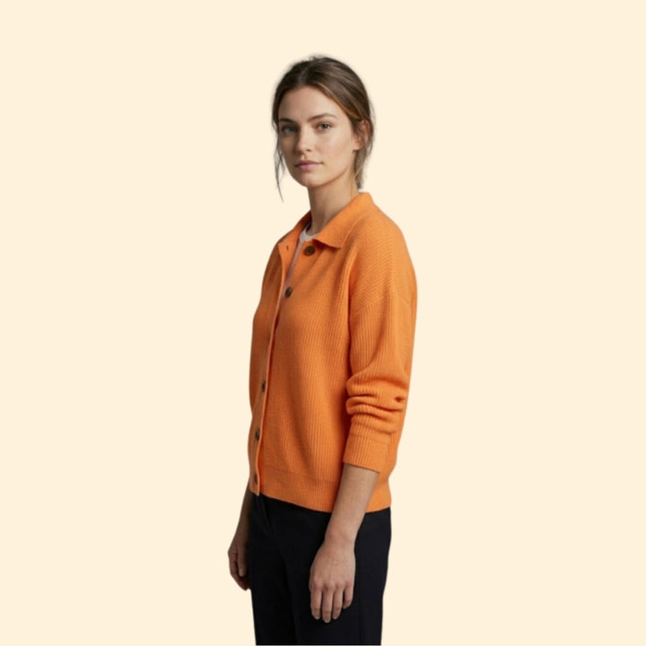 Women’s Button Front Sweater with Ribbed Texture