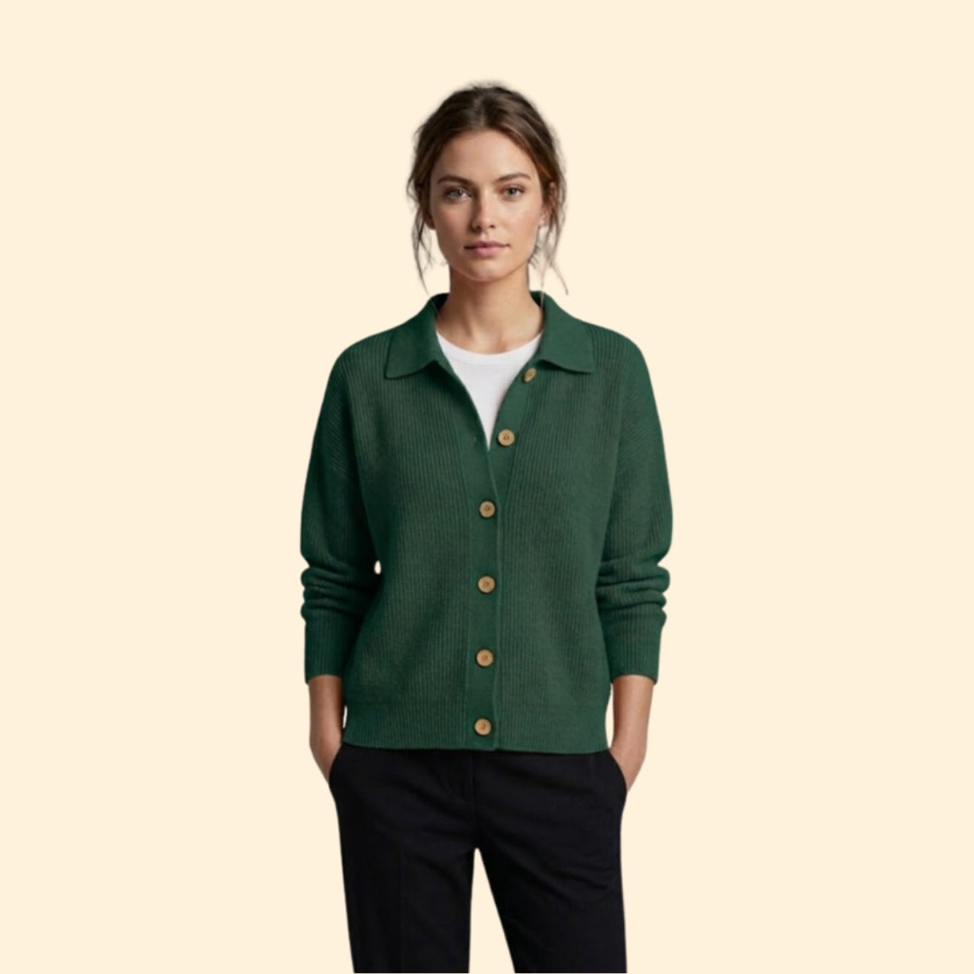 Women’s Button Front Sweater with Ribbed Texture