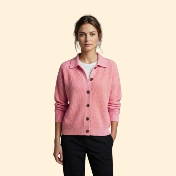 Women’s Button Front Sweater with Ribbed Texture