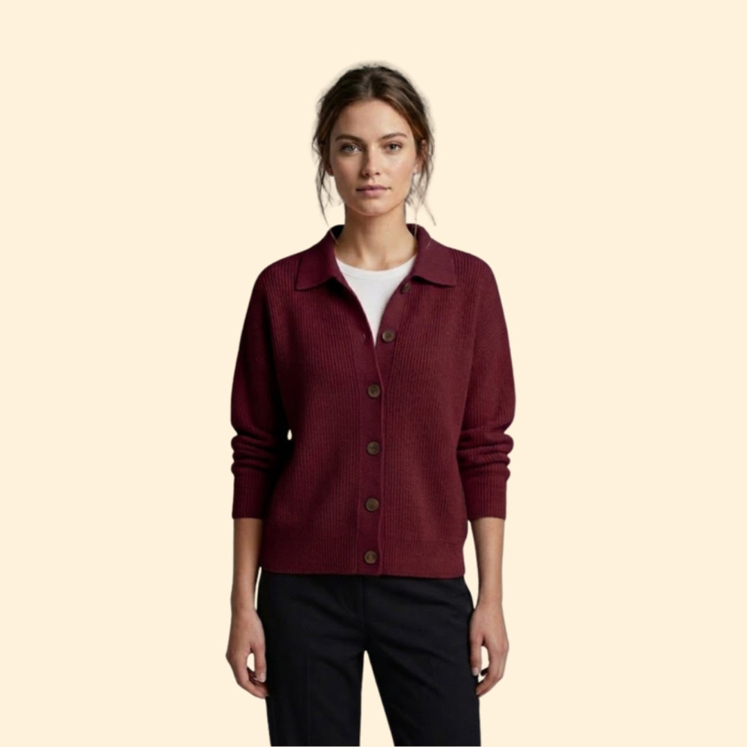 Women’s Button Front Sweater with Ribbed Texture