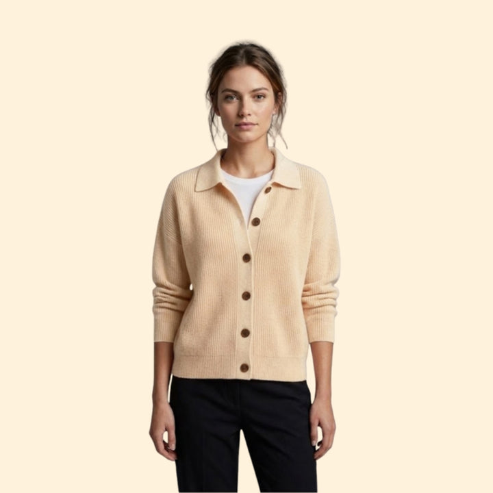 Women’s Button Front Sweater with Ribbed Texture