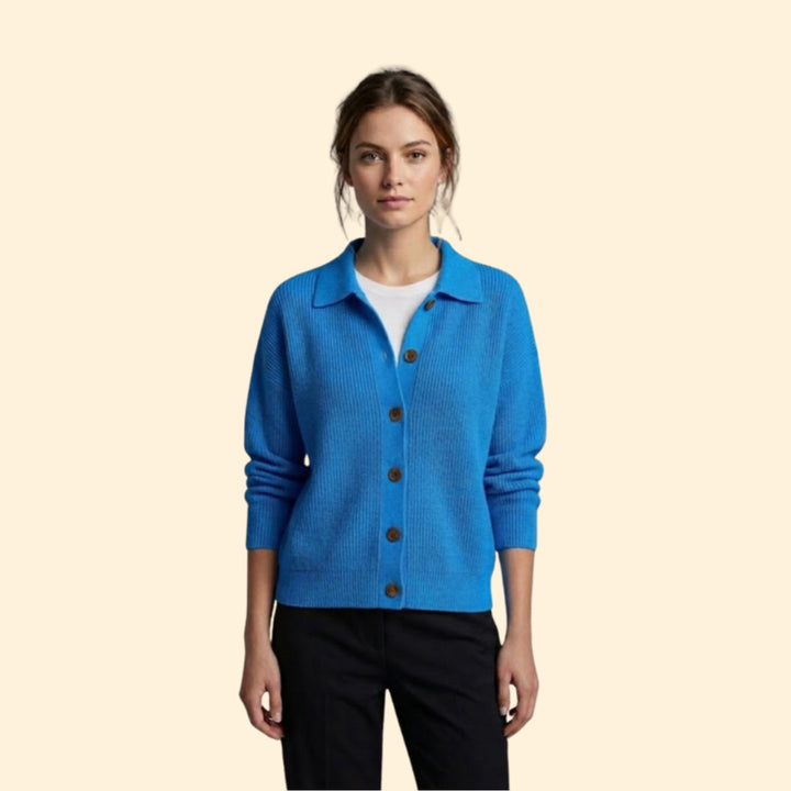 Women’s Button Front Sweater with Ribbed Texture