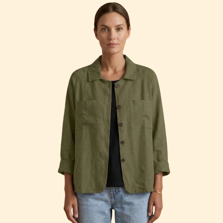 Women’s Button Jacket with Pointed Collar