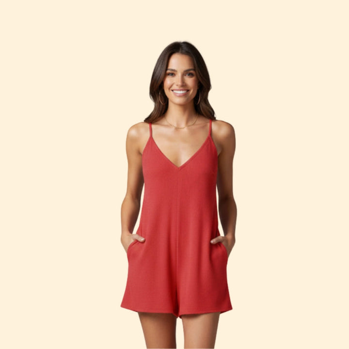 Women’s V-Neck Jumpsuit with Adjustable Straps