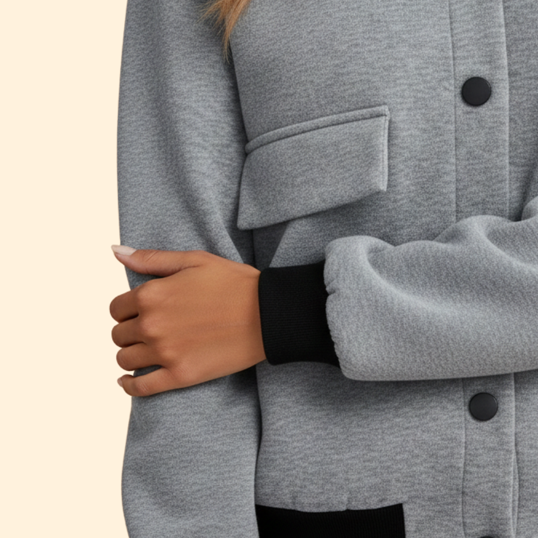 Women’s Bomber Jacket with Ribbed Cuffs and Hem