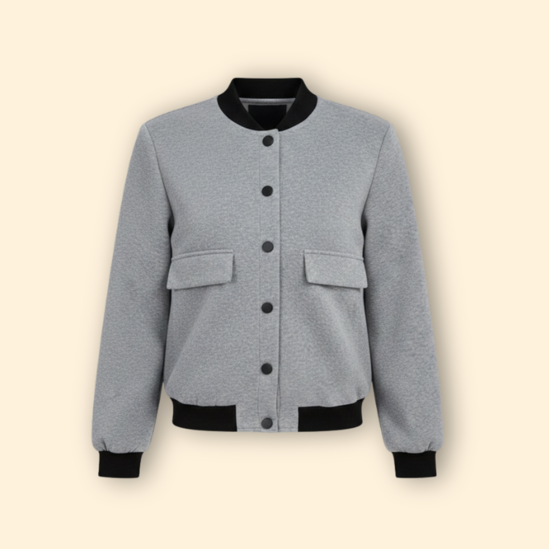 Women’s Bomber Jacket with Ribbed Cuffs and Hem