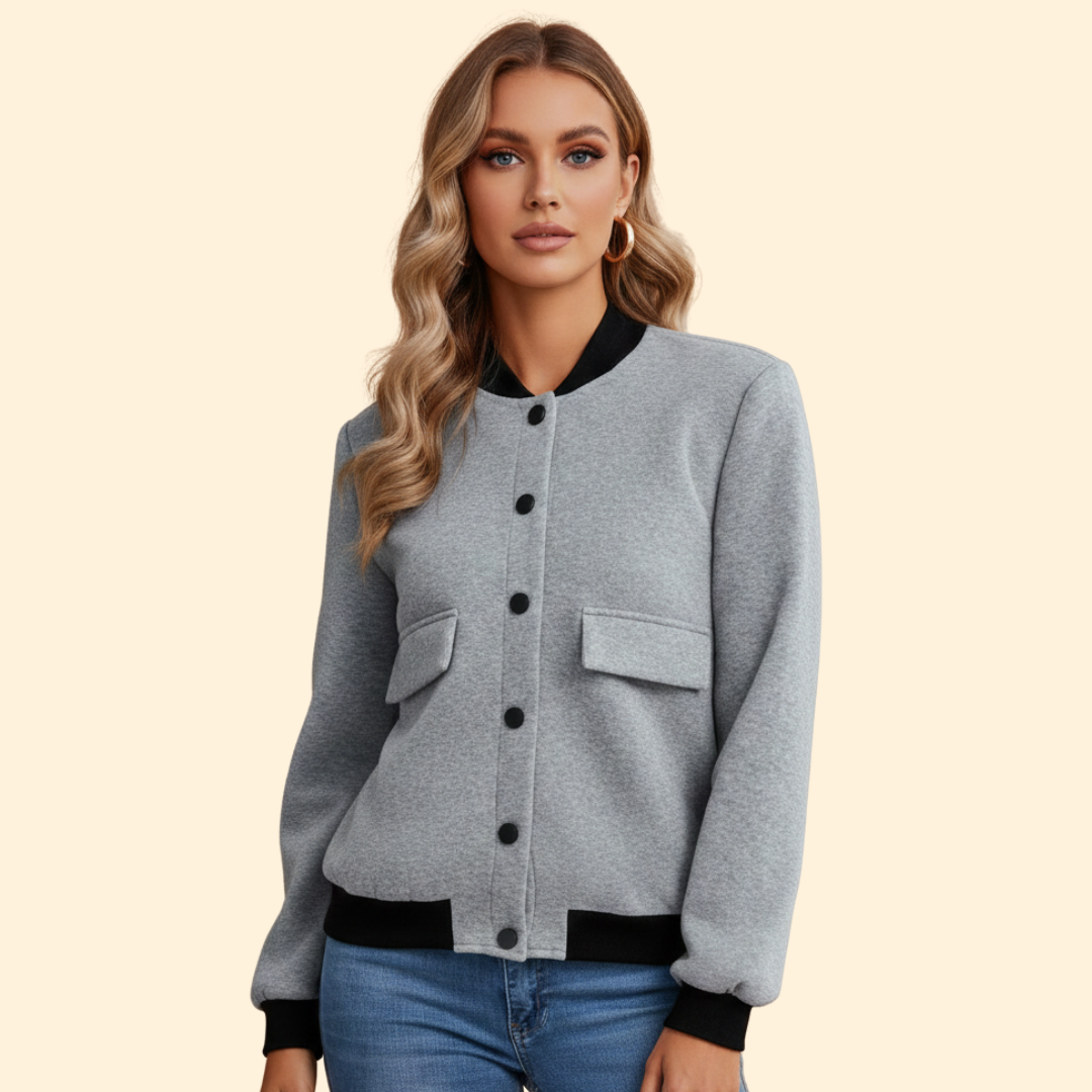 Women’s Bomber Jacket with Ribbed Cuffs and Hem