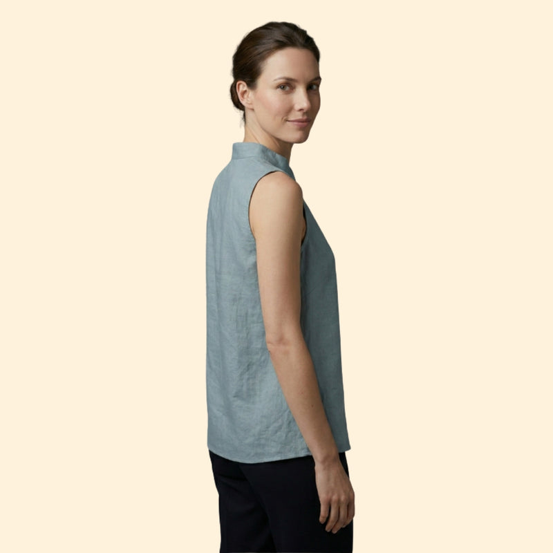 Women’s Casual Blouse with Mandarin Neckline