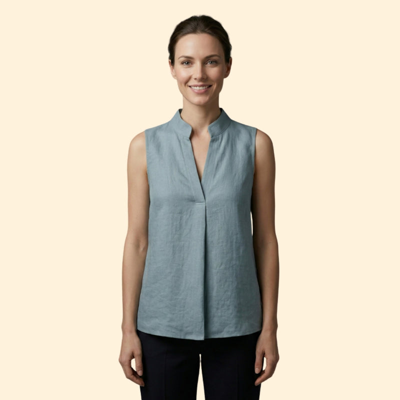 Women’s Casual Blouse with Mandarin Neckline