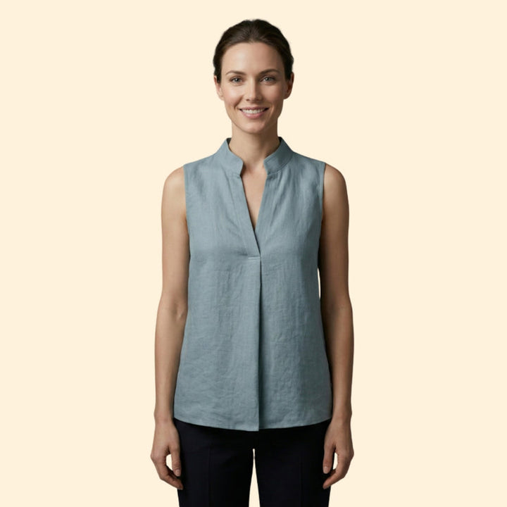 Women’s Casual Blouse with Mandarin Neckline
