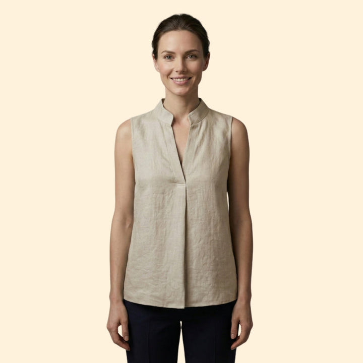 Women’s Casual Blouse with Mandarin Neckline