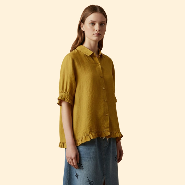 Women’s Casual Blouse with Ruffled Detail