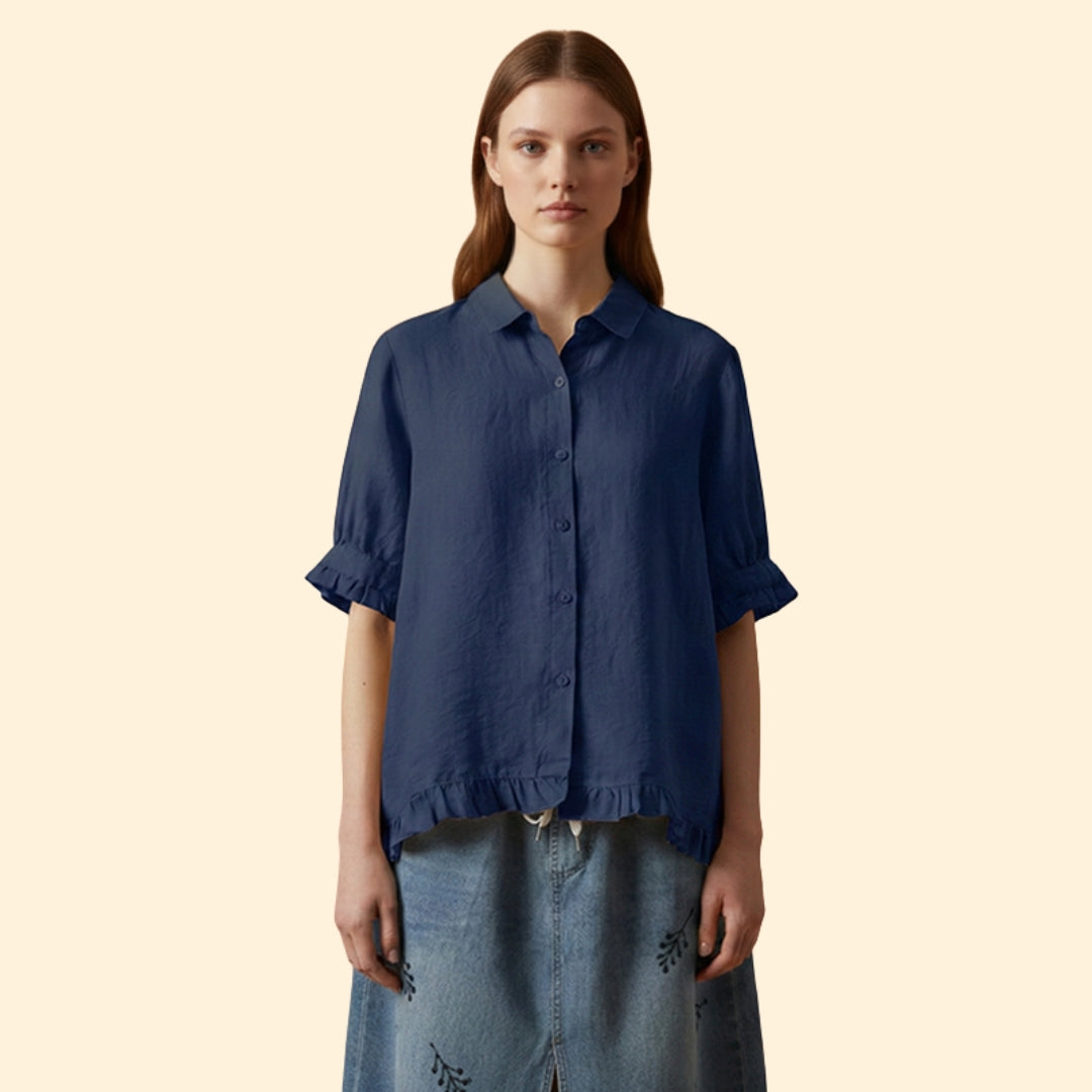 Women’s Casual Blouse with Ruffled Detail