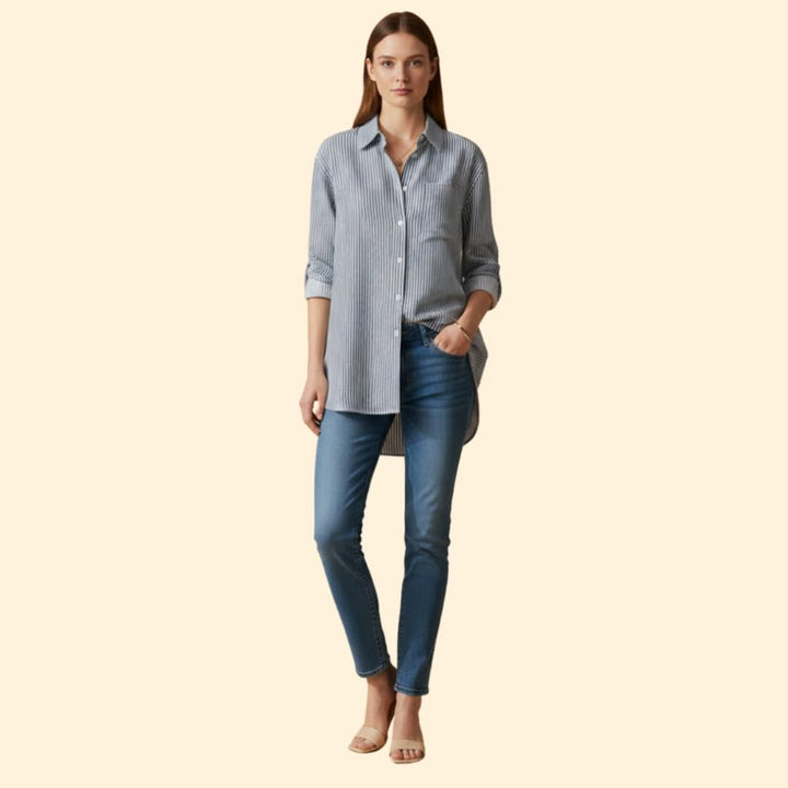 Women’s Casual Blouse with Striped Design