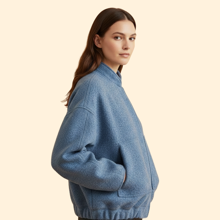 Women’s Casual Bomber Jacket with Front Pockets