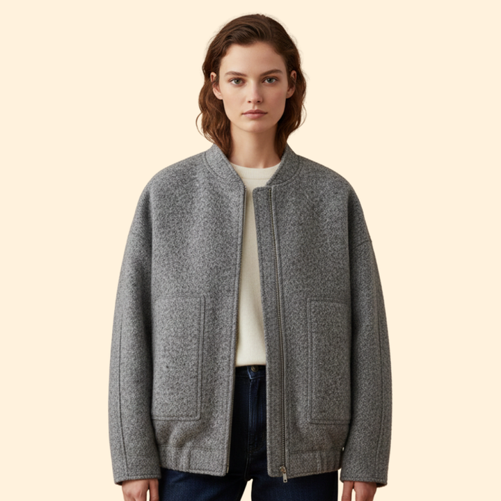 Women’s Casual Bomber Jacket with Front Pockets