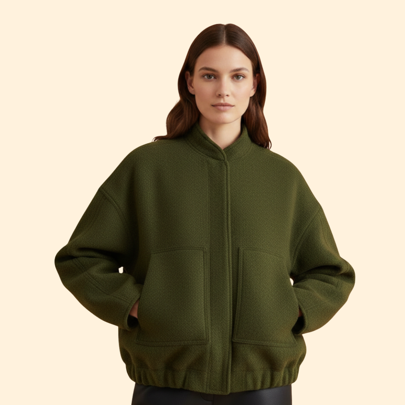 Women’s Casual Bomber Jacket with Front Pockets