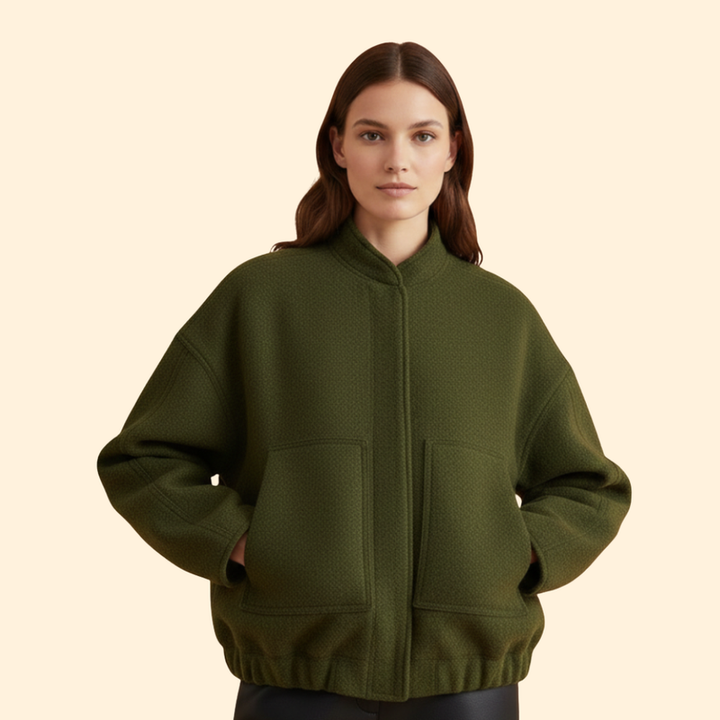 Women’s Casual Bomber Jacket with Front Pockets