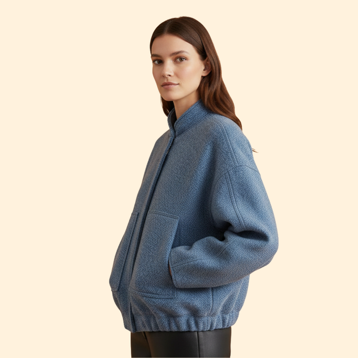 Women’s Casual Bomber Jacket with Front Pockets