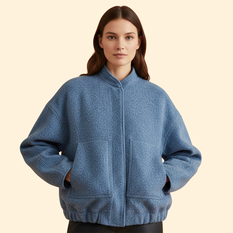 Women’s Casual Bomber Jacket with Front Pockets