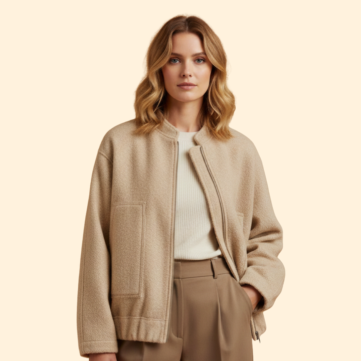 Women’s Casual Bomber Jacket with Front Pockets