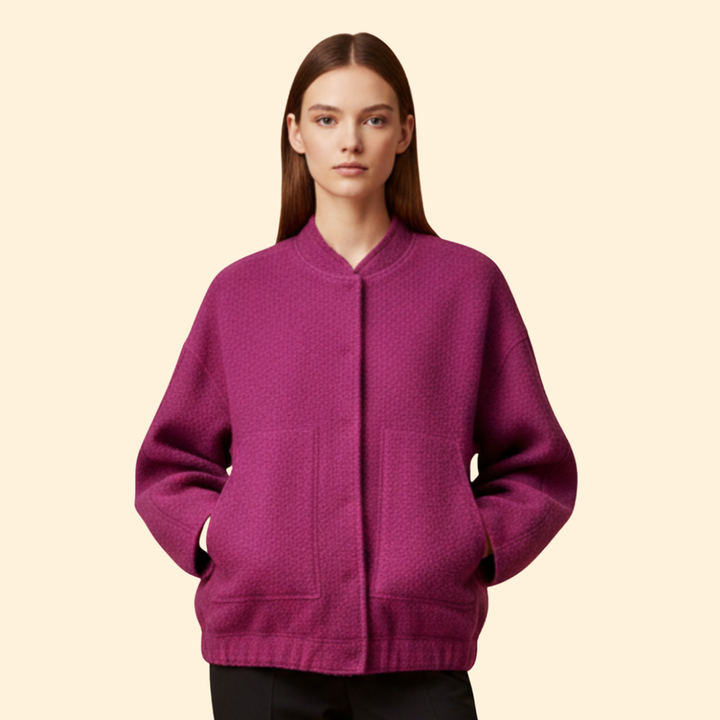 Women’s Casual Bomber Jacket with Front Pockets