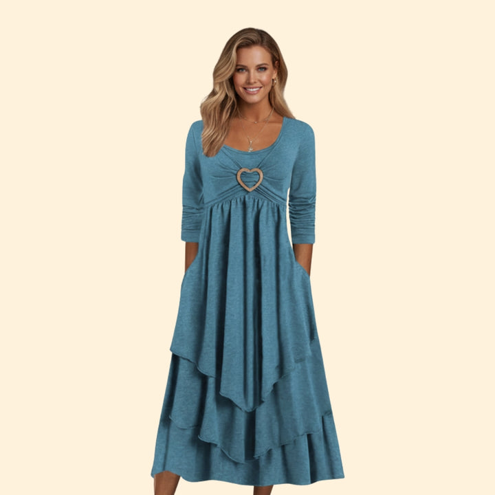 Women’s Casual Dress with Heart Shaped Accent