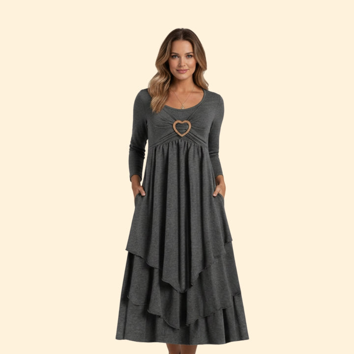 Women’s Casual Dress with Heart Shaped Accent