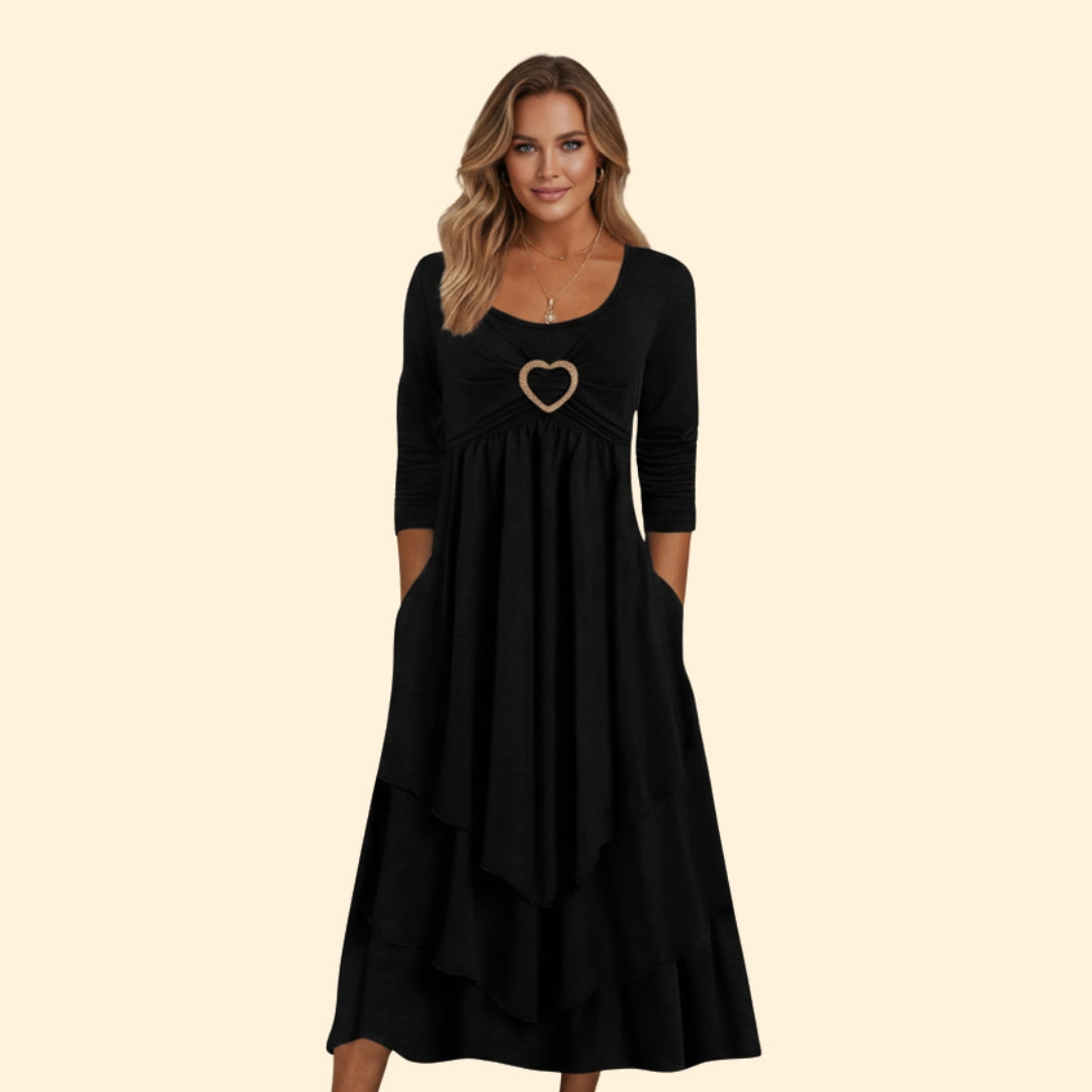 Women’s Casual Dress with Heart Shaped Accent