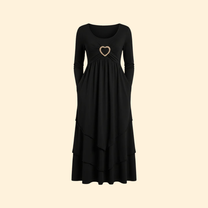 Women’s Casual Dress with Heart Shaped Accent