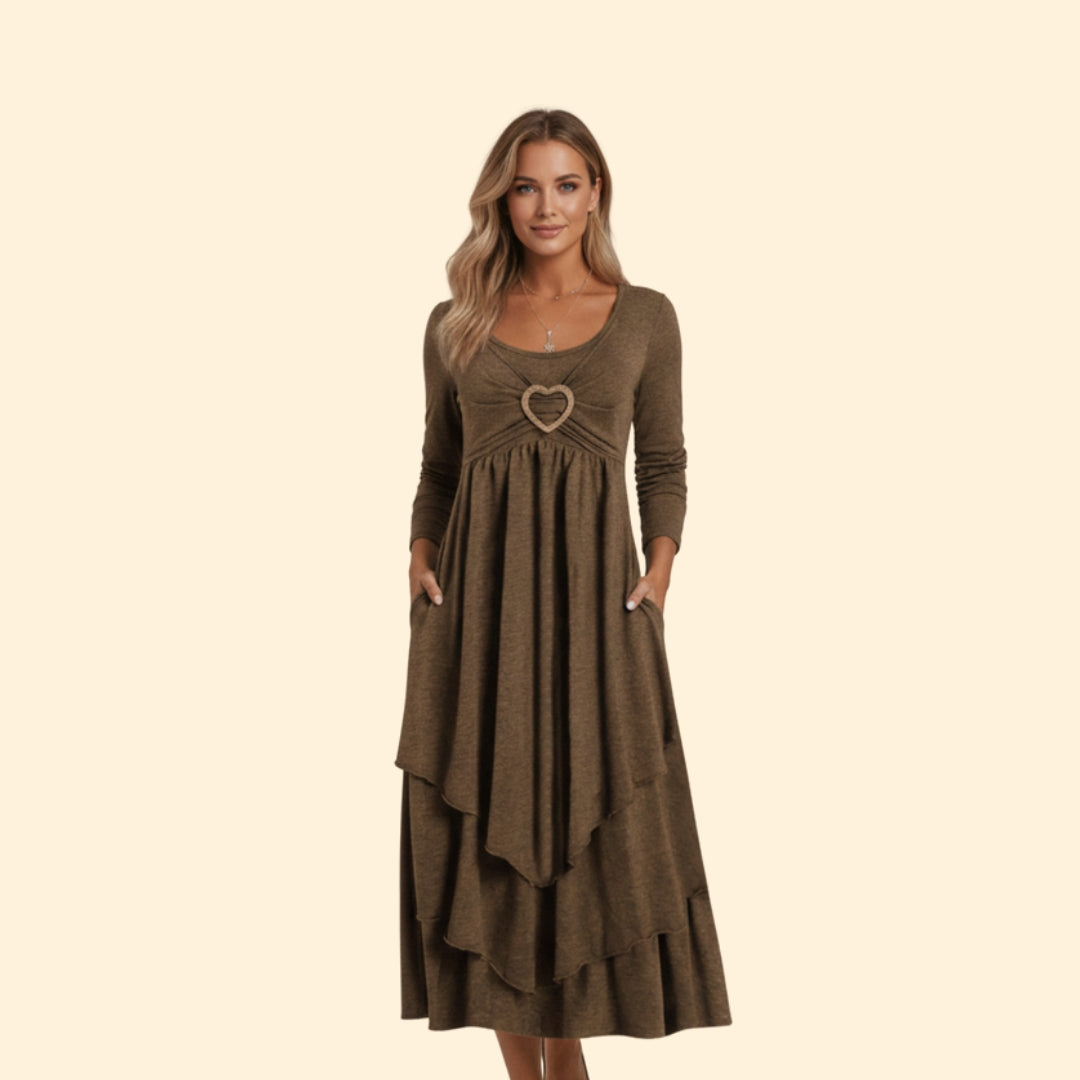 Women’s Casual Dress with Heart Shaped Accent