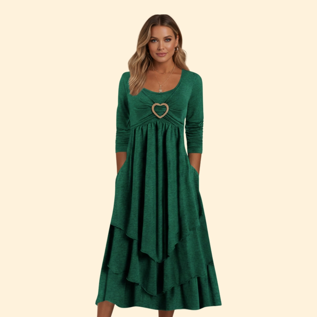 Women’s Casual Dress with Heart Shaped Accent
