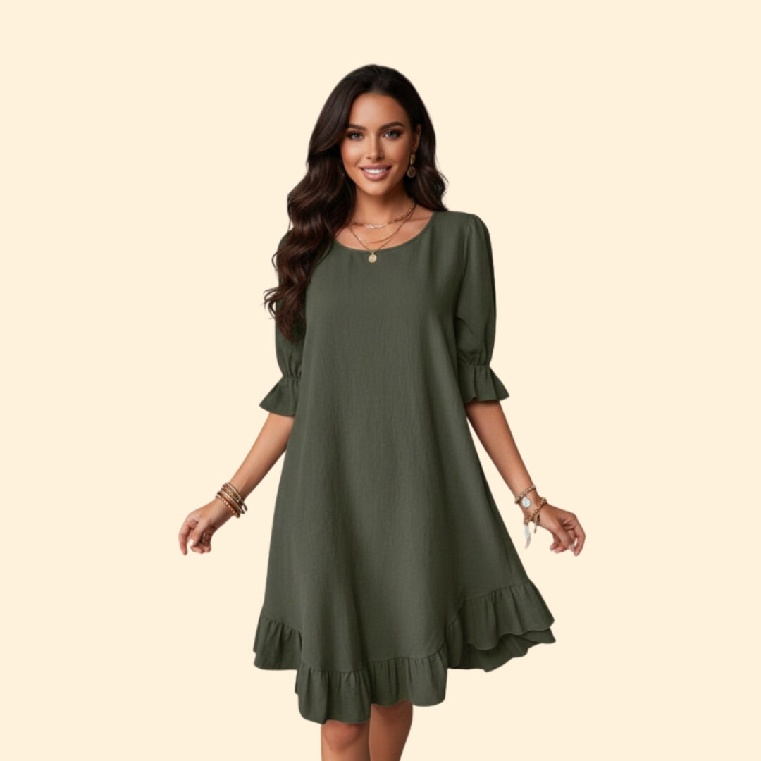 Women’s Casual Dress with Puff Sleeves