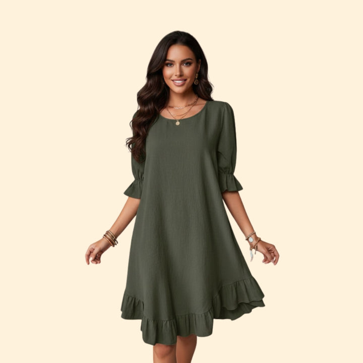 Women’s Casual Dress with Puff Sleeves