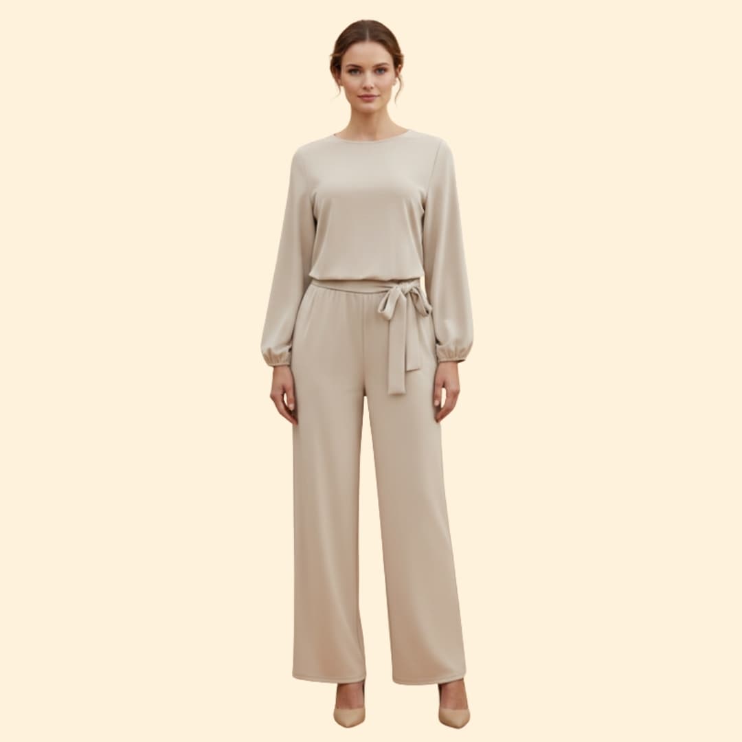 Women's Casual Jumpsuit with Belt Detail