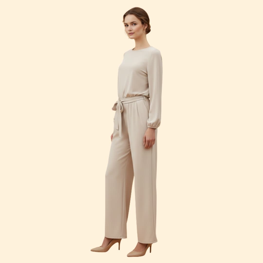 Women's Casual Jumpsuit with Belt Detail
