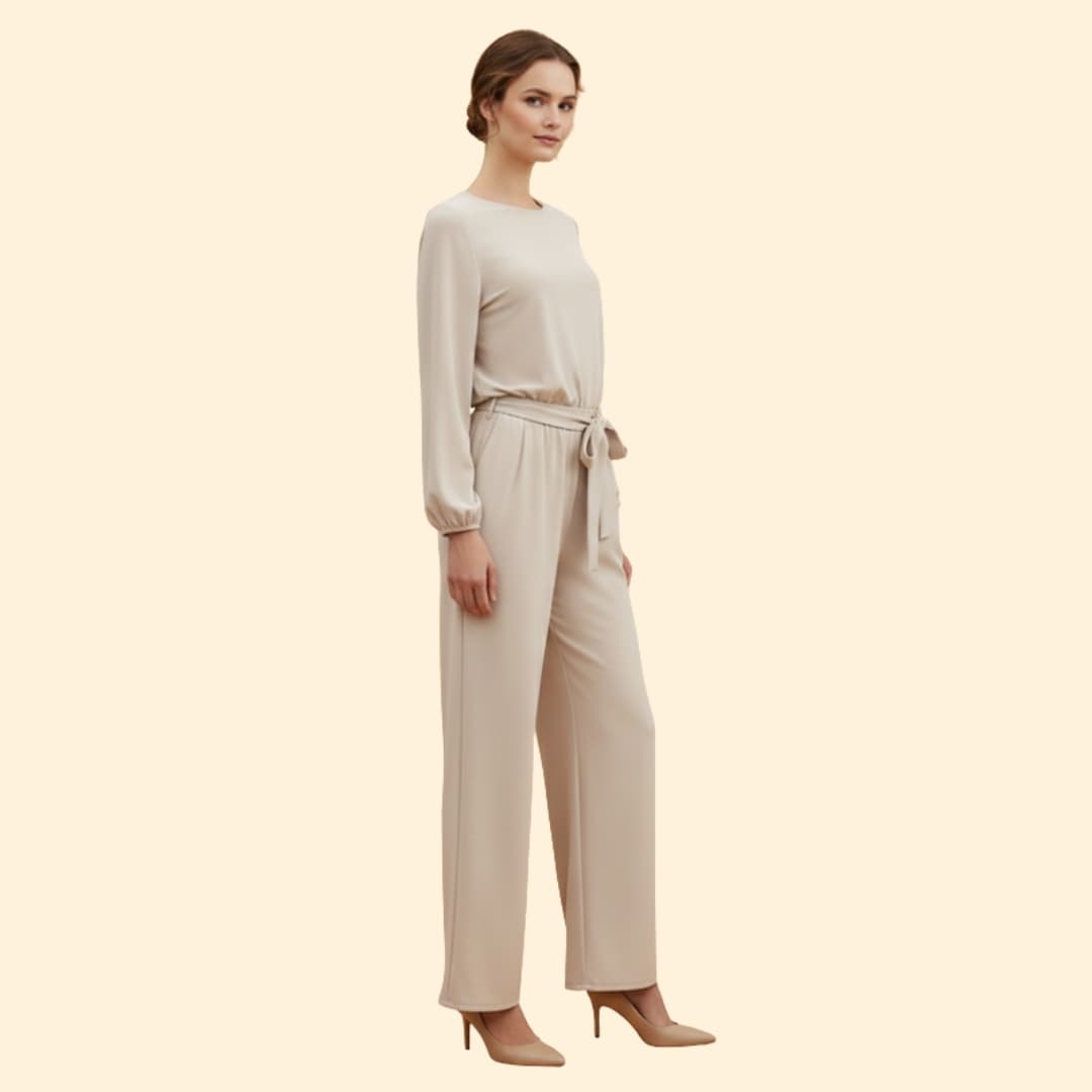 Women's Casual Jumpsuit with Belt Detail