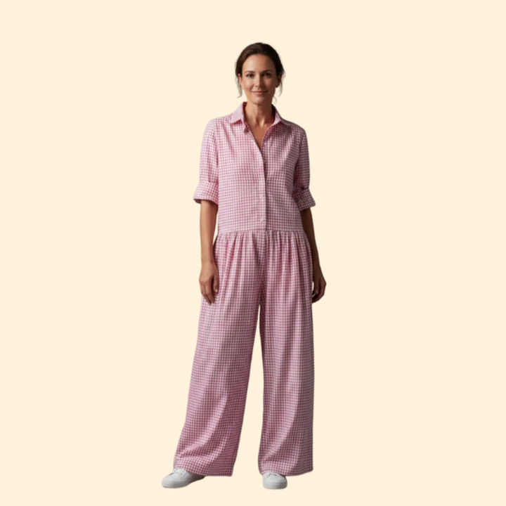 Women’s Casual Jumpsuit with Pleated Design