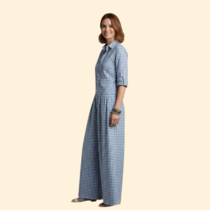 Women’s Casual Jumpsuit with Pleated Design