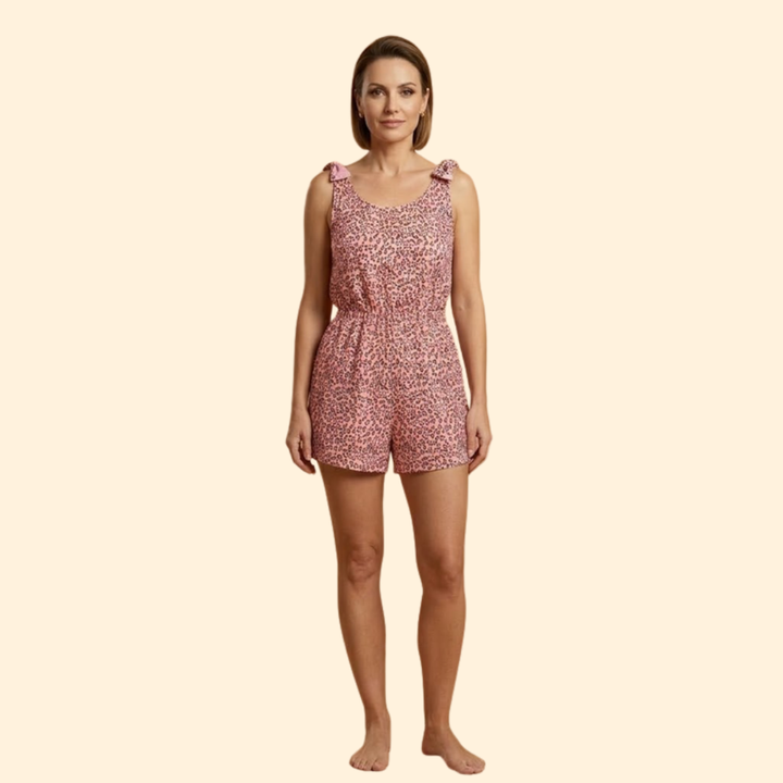 Women’s Casual Jumpsuit with Tie-Shoulder Straps