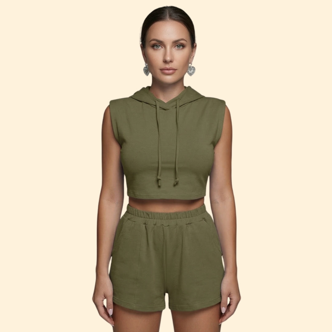 Women’s Casual Outfit with Drawstring Shorts