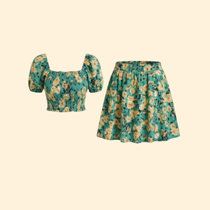 Women’s Casual Outfit with Floral Skirt