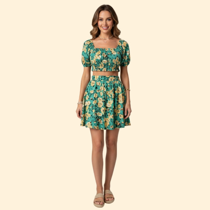 Women’s Casual Outfit with Floral Skirt