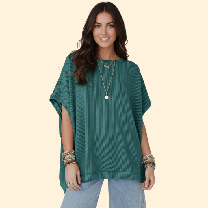 Women’s Casual Oversized Top with Ribbed Detail