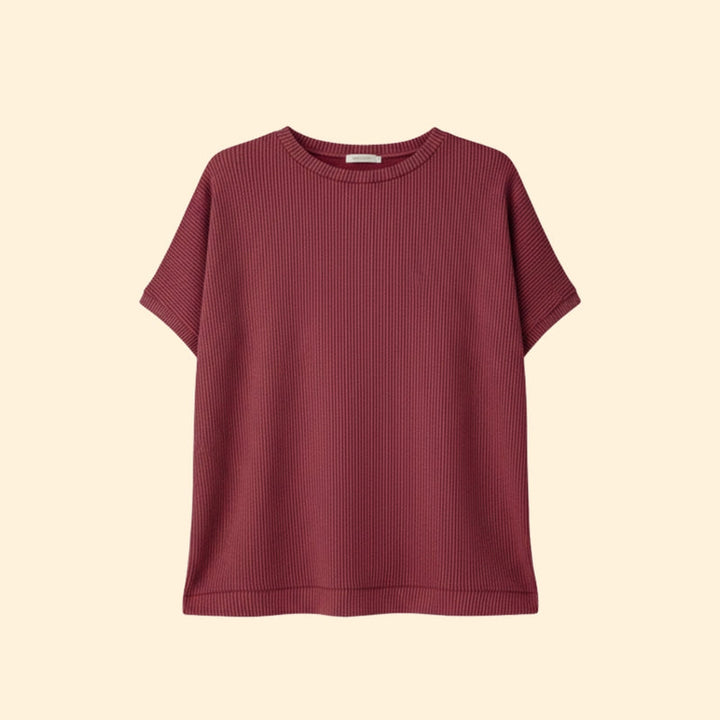 Women’s Casual Oversized Top with Ribbed Detail