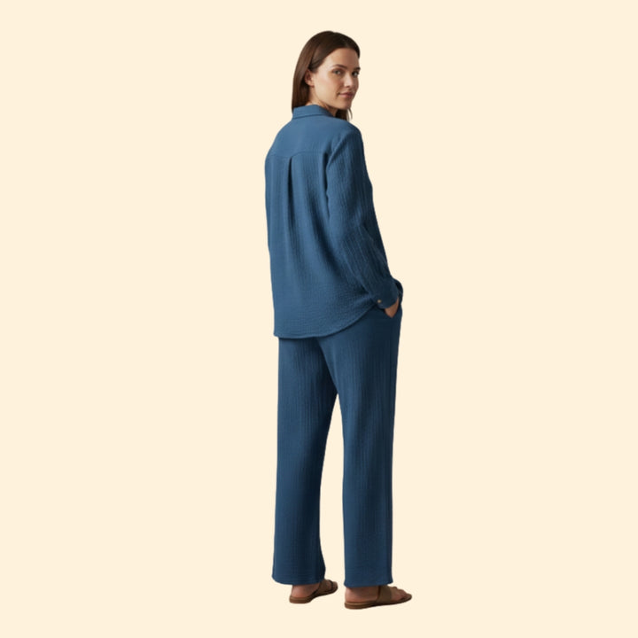 Women’s Casual Set with Buttoned Shirt and Trousers
