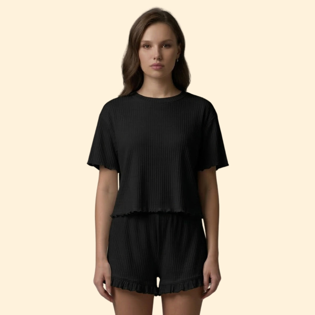 Women’s Casual Set with Ruffle Sleeve Top