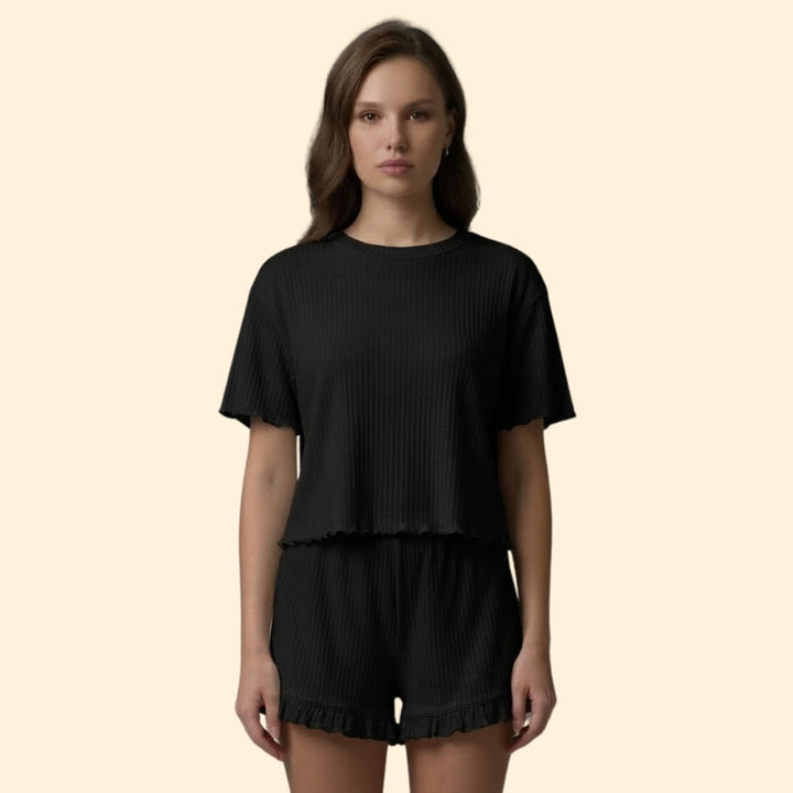 Women’s Casual Set with Ruffle Sleeve Top