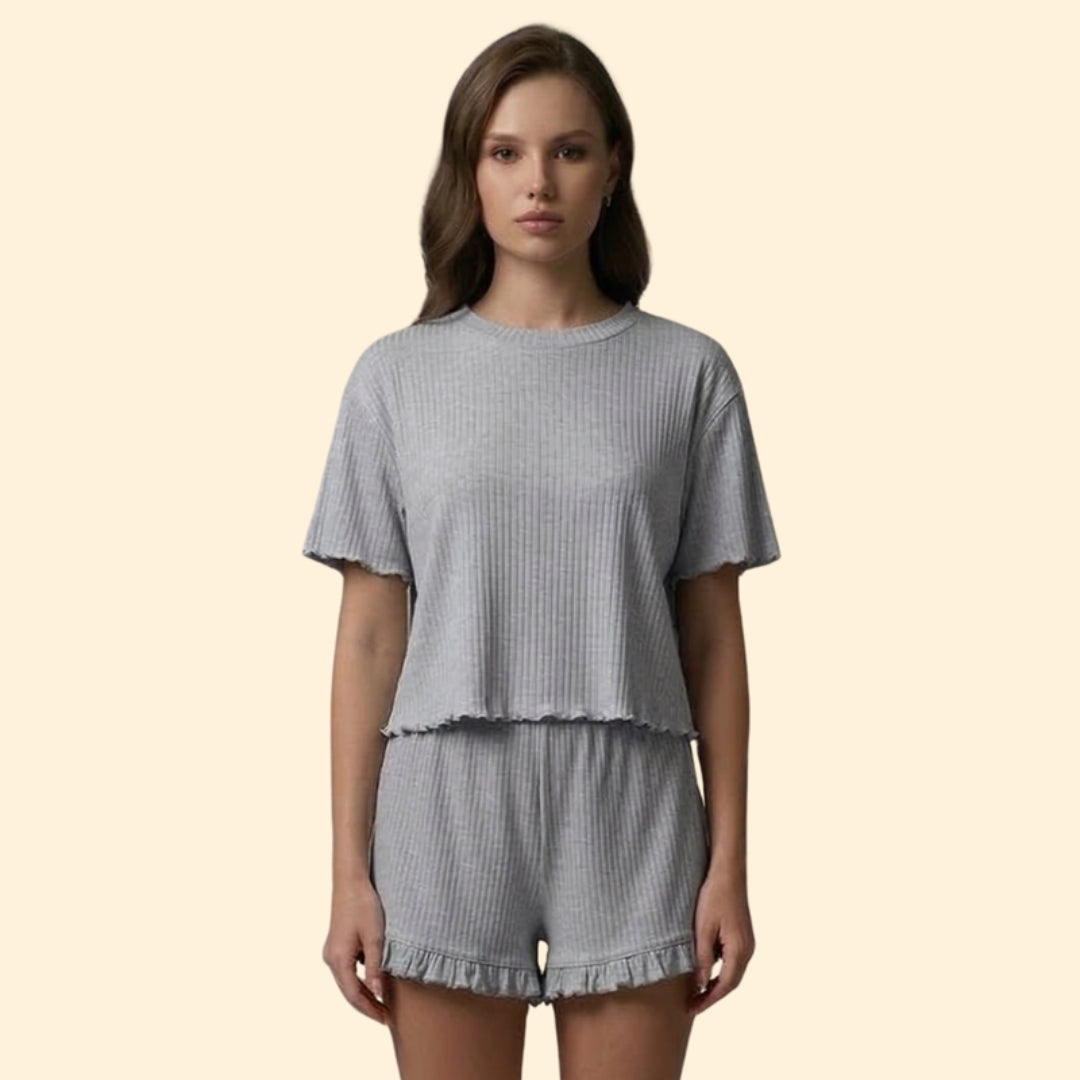 Women’s Casual Set with Ruffle Sleeve Top