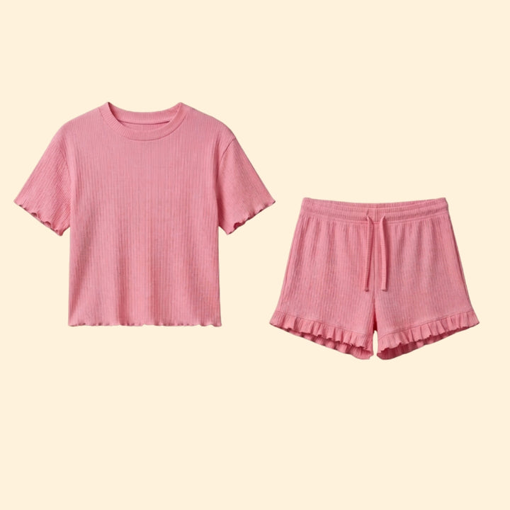 Women’s Casual Set with Ruffle Sleeve Top